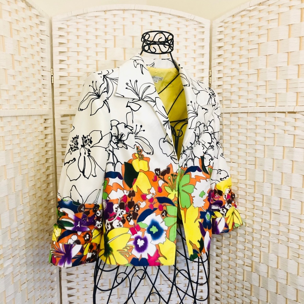 ✅ MAGGY LONDON 🤎colorful floral patterned  , lined Jacket/ coat